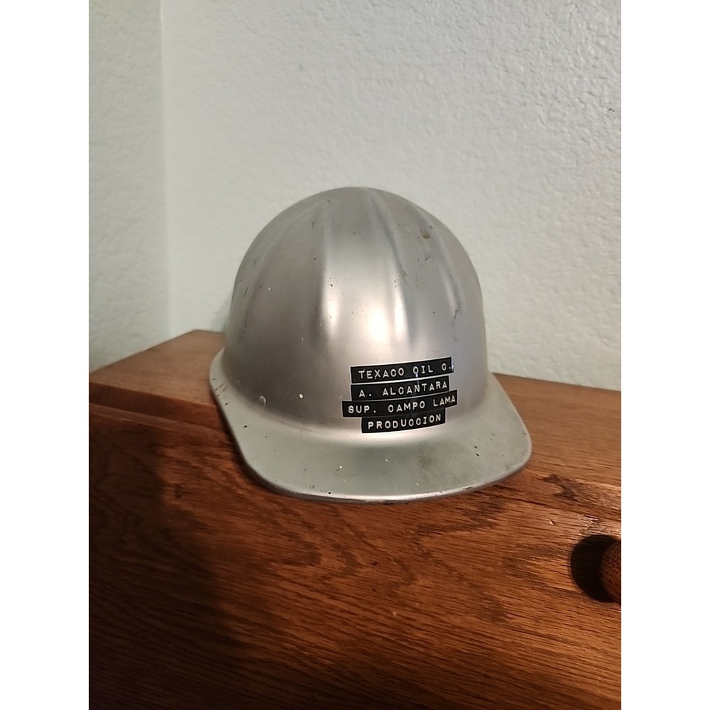 Vtg McDonald T Aluminum Hard Hat with Head Gear Cap Standard Texaco Oil - Picture 3 of 10